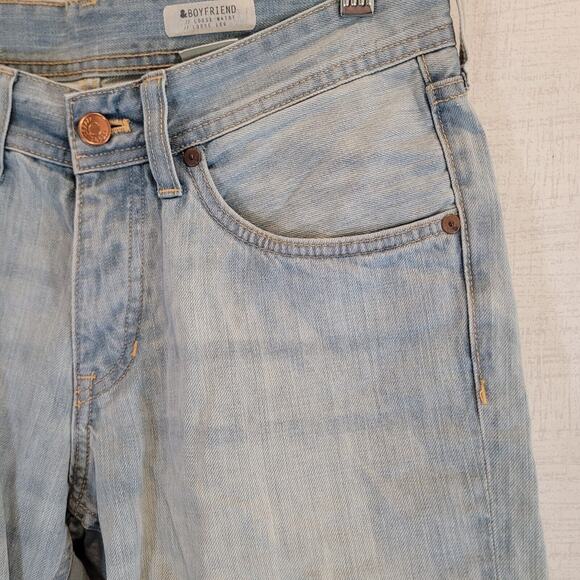 H&M Womens Boyfriend Loose Waist Jean Shorts Size 6 Blue Denim Cuffed Casual - Picture 2 of 8